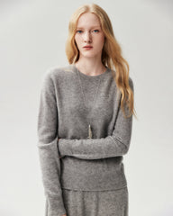 100% Cashmere Ribbed Crew Neck Pullover