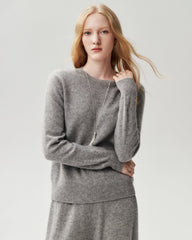 100% Cashmere Ribbed Crew Neck Pullover