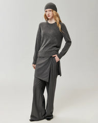 100% Cashmere Ribbed Crew Neck Pullover
