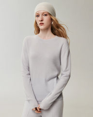 100% Cashmere Ribbed Crew Neck Pullover