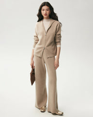 100% Cashmere Ribbed Hooded Zip-Up Cardigan