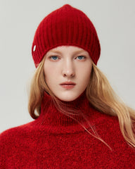 100% Cashmere Ribbed Knit Beanie