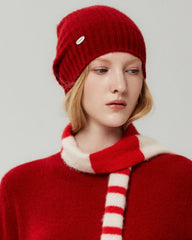 100% Cashmere Ribbed Knit Beanie