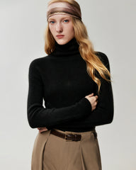100% Cashmere Ribbed Turtleneck Sweater