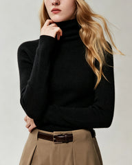 100% Cashmere Ribbed Turtleneck Sweater