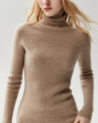 100% Cashmere Ribbed Turtleneck Sweater