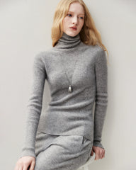 100% Cashmere Ribbed Turtleneck Sweater