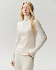 100% Cashmere Ribbed Turtleneck Sweater