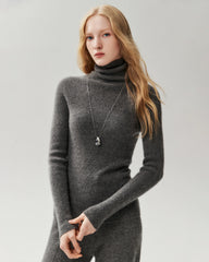 100% Cashmere Ribbed Turtleneck Sweater
