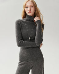 100% Cashmere Ribbed Turtleneck Sweater