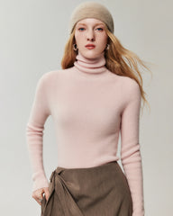 100% Cashmere Ribbed Turtleneck Sweater