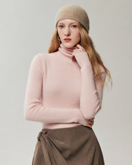 100% Cashmere Ribbed Turtleneck Sweater