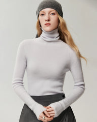 100% Cashmere Ribbed Turtleneck Sweater
