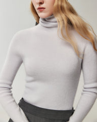 100% Cashmere Ribbed Turtleneck Sweater