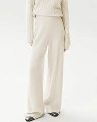 100% Cashmere Ribbed Wide-Leg Pants
