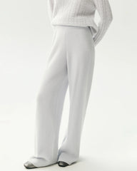 100% Cashmere Ribbed Wide-Leg Pants