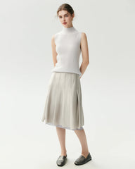 100% Cashmere Sleeveless Mock Neck Ribbed Top