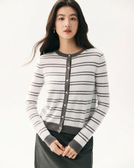 100% Cashmere Striped Cardigan