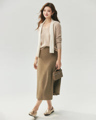 100% Cashmere V-Neck Ribbed Knit Sweater