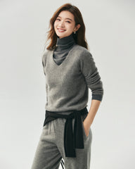 100% Cashmere V-Neck Ribbed Knit Sweater