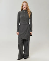 100% Pure Cashmere Button-Cuff Fitted Knit Top