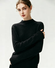 100% Pure Cashmere Funnel Neck Knit Top