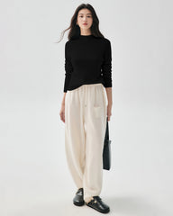 100% Pure Cashmere Funnel Neck Knit Top