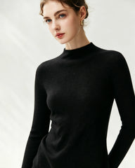 100% Pure Cashmere Funnel Neck Knit Top