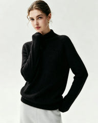 100% Pure Cashmere Funnel Neck Knit Top