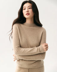 100% Pure Cashmere Funnel Neck Knit Top