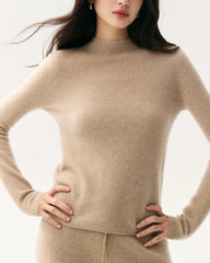 100% Pure Cashmere Funnel Neck Knit Top