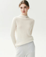 100% Pure Cashmere Funnel Neck Knit Top
