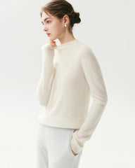 100% Pure Cashmere Funnel Neck Knit Top