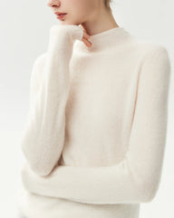 100% Pure Cashmere Funnel Neck Knit Top