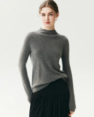100% Pure Cashmere Funnel Neck Knit Top