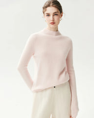 100% Pure Cashmere Funnel Neck Knit Top