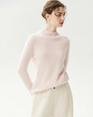 100% Pure Cashmere Funnel Neck Knit Top