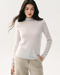 100% Pure Cashmere Funnel Neck Knit Top