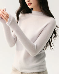 100% Pure Cashmere Funnel Neck Knit Top