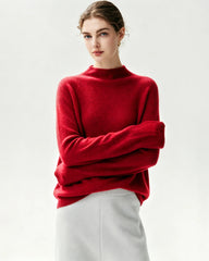 100% Pure Cashmere Funnel Neck Knit Top