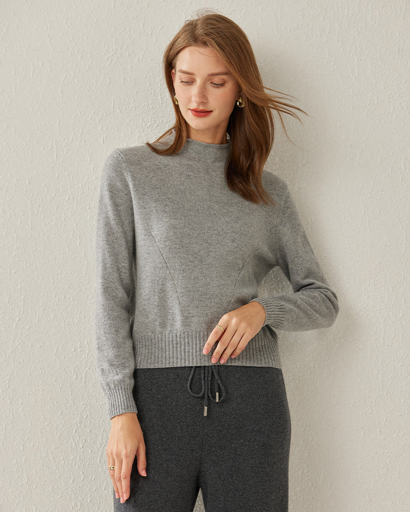 Women's Cashmere Mock Neck Sweater, Grey