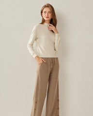 Women's Cashmere Mock Neck Sweater, White