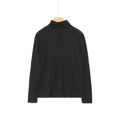 100% Silk Mock-Neck Top, Black