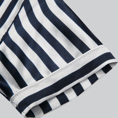 Short Stripe Pajamas Set Kid's Silk Nightwear