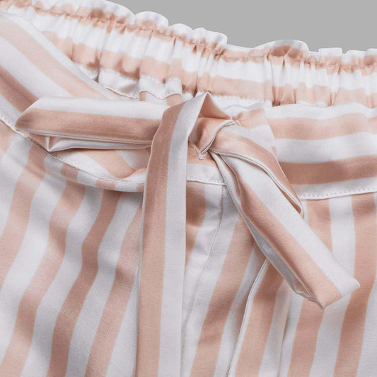 Silk Short Pajamas Set Stripe Style