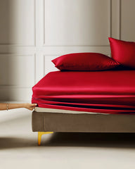 19 Momme 3PCS Silk Fitted Sheet Set, Burgundy