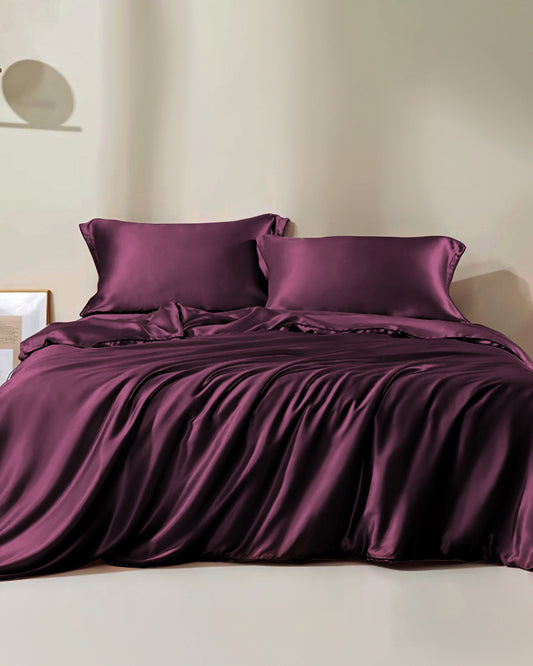 19 Momme Seamless Silk Duvet Cover, Dark Purple