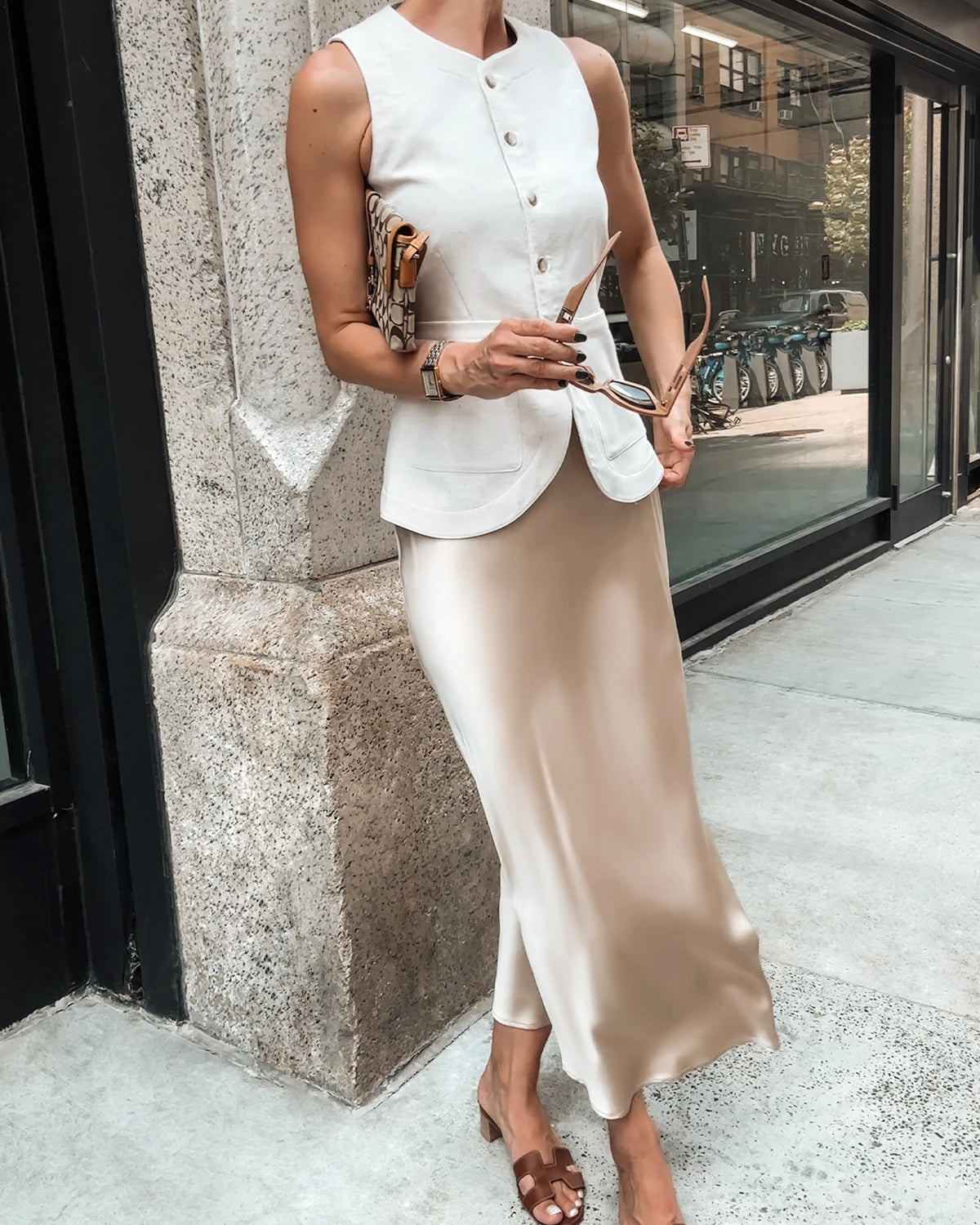 22 Momme Silk Maxi Skirt, Champagne