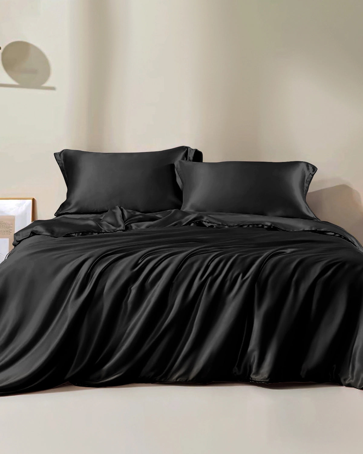 22 Momme Silk Duvet Cover, Black