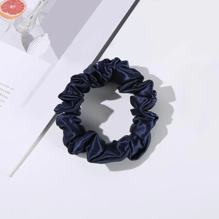 Silk Hair Loop Scrunchy, Navy